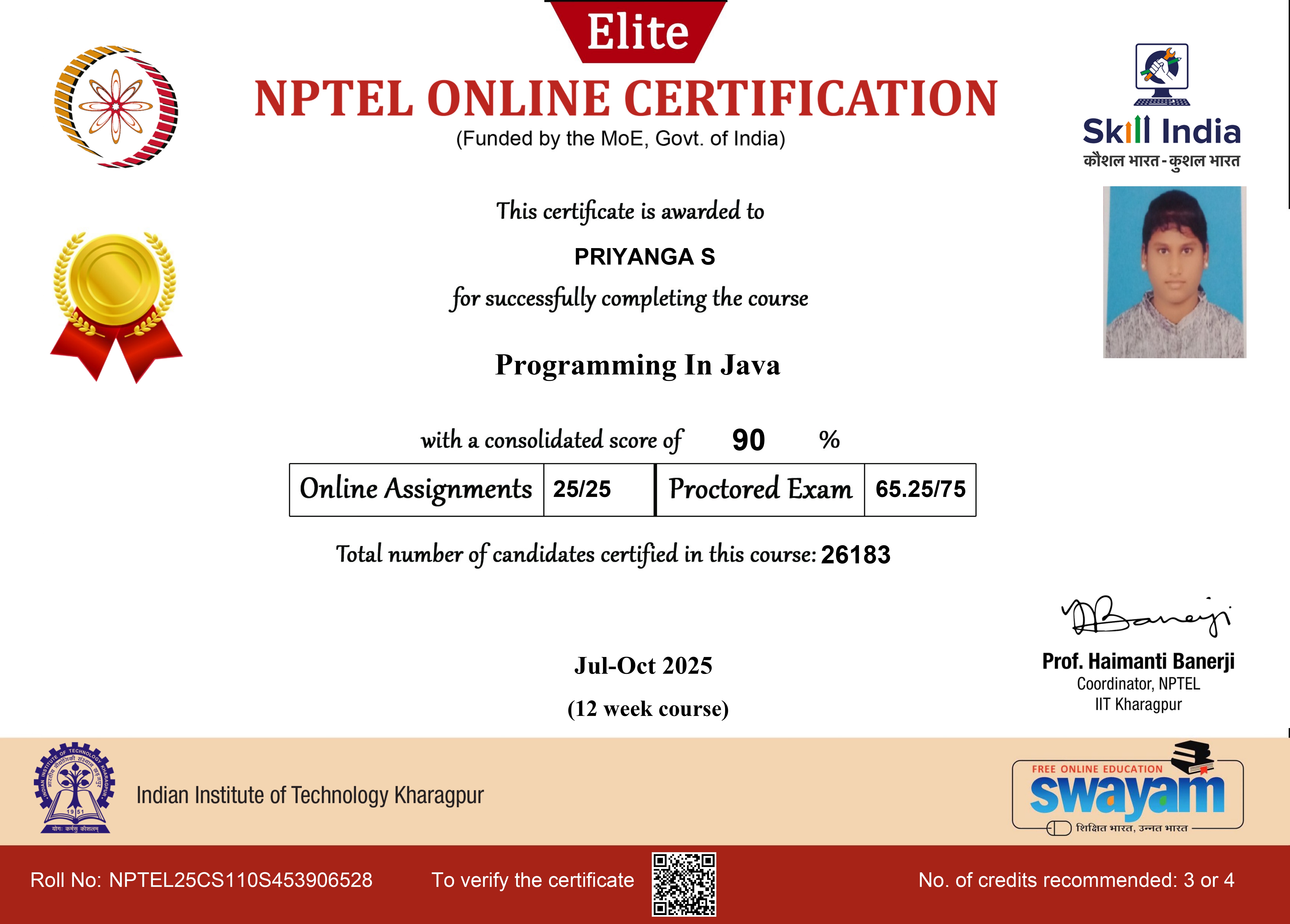 NPTEL Elite Certificate 6